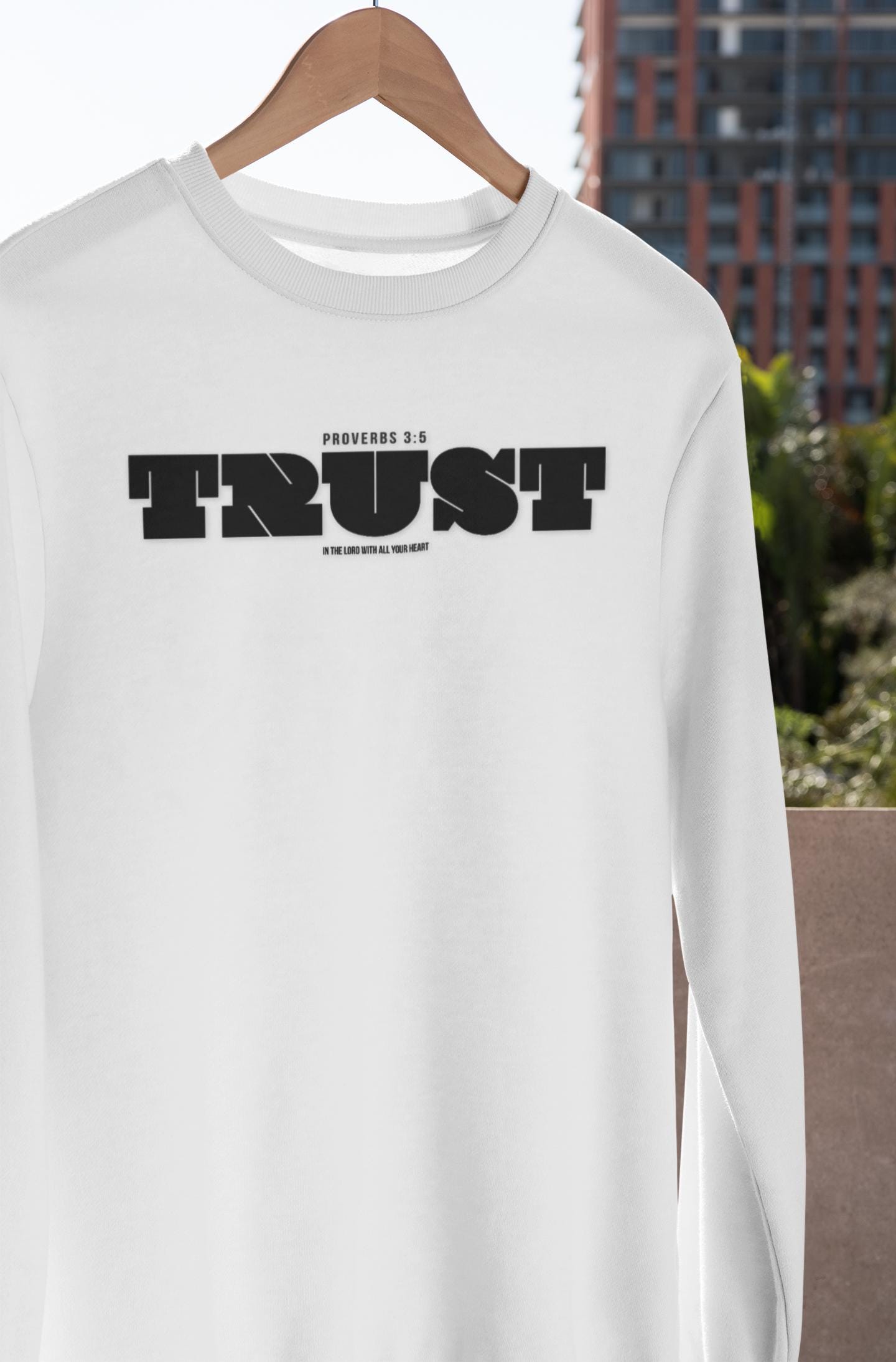 Unisex Sweatshirt For Christian Men Women Sweatshirt Apparel Gift For Christian Apparel Modern Clothing Trust in the Lord Bible Verse Tee