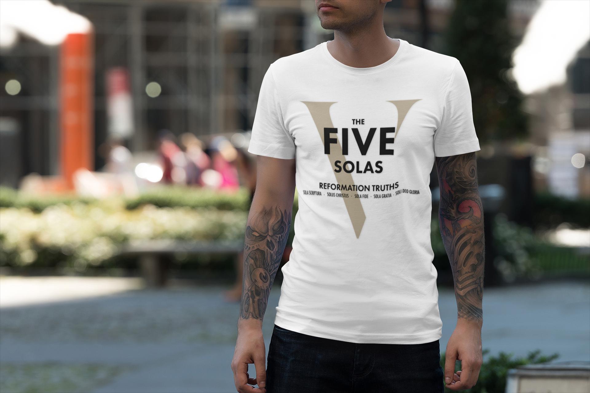 Inspirational Unisex T-Shirt For Christian Men Women Mom Dad Gift Christian Clothing Bible Verse 5-Solas Graphic Tee Christian Apparel Tee