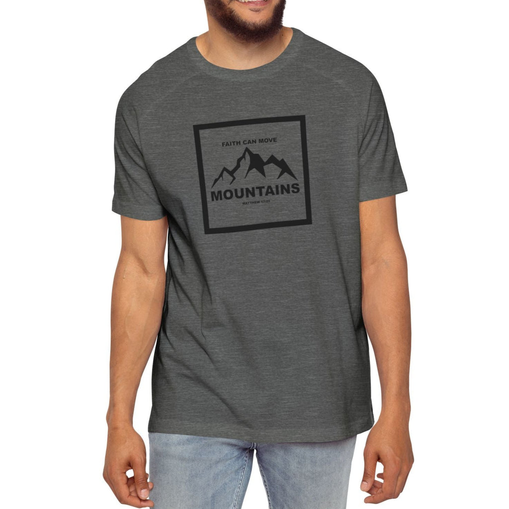 Men's Raglan T-Shirt Religious Faith Can Move Mountains - Inspirational Graphic Tee Christian Tee Mom Dad Gift