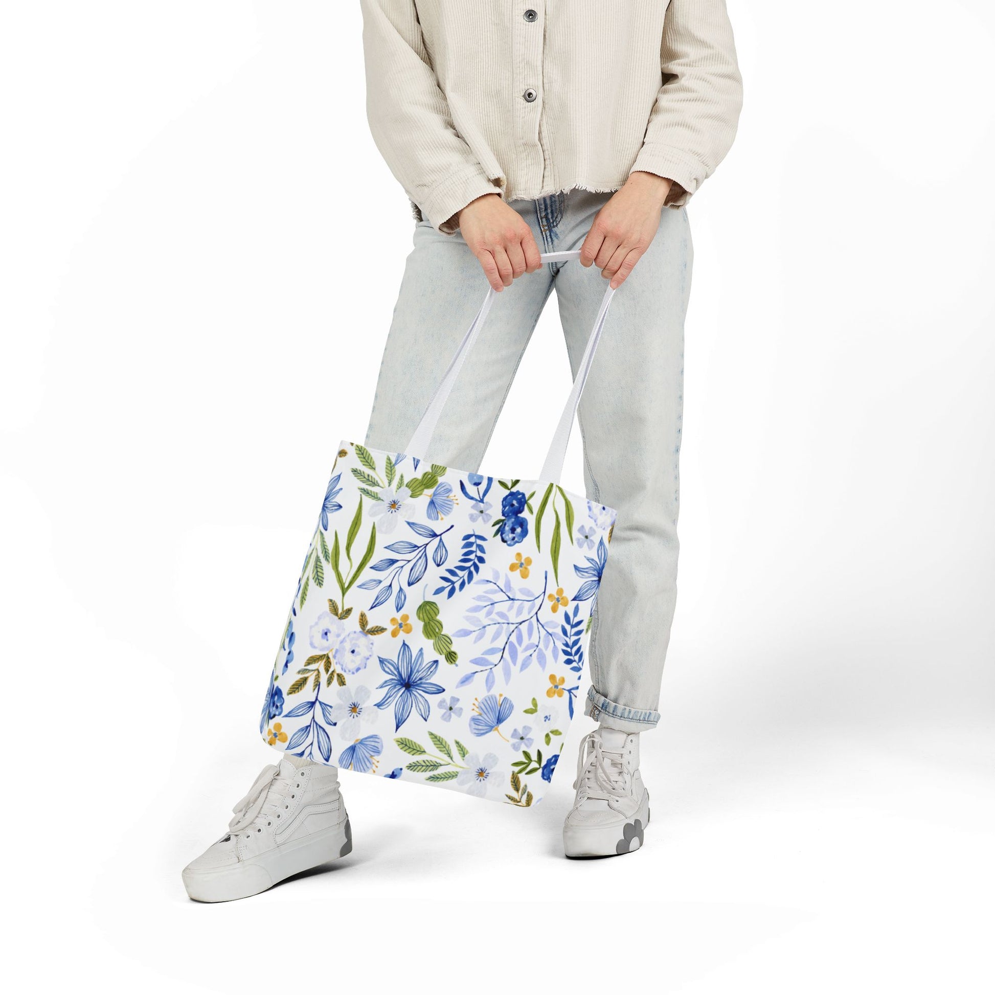 Floral Canvas Tote Bag Flower Handbag, Stylish Beach Tote, Vacation Bag