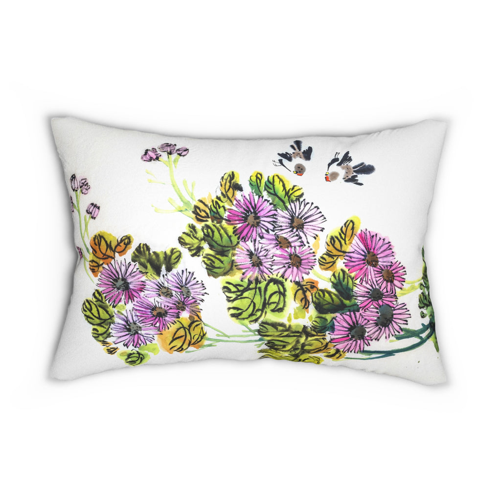 Botanical Lumbar Pillow, Flower Cushion, Home Decor, Nature Themed Gift, Floral Throw Pillow, Living Room Accent