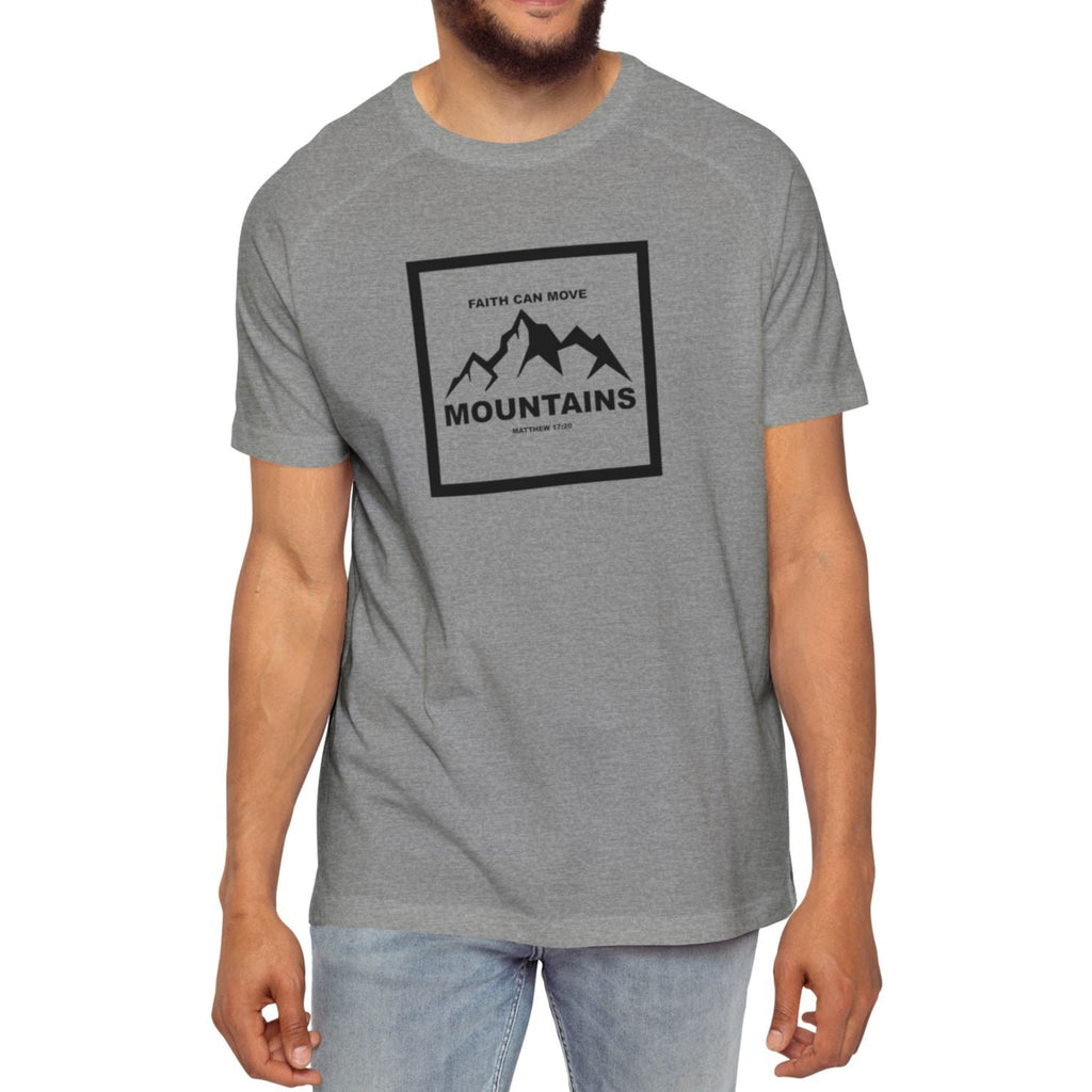 Men's Raglan T-Shirt Religious Faith Can Move Mountains - Inspirational Graphic Tee Christian Tee Mom Dad Gift