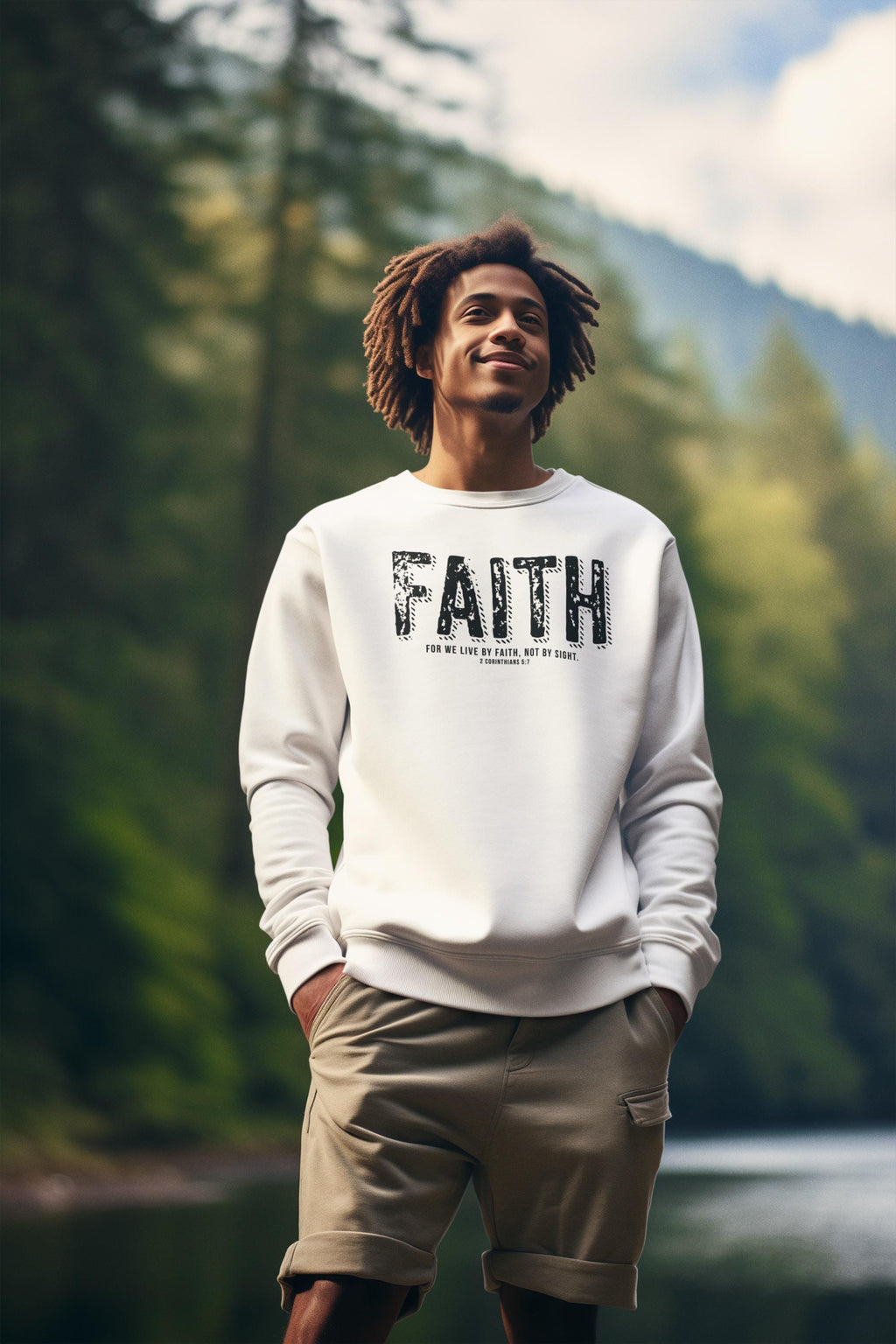 Unisex Bible Verse Sweatshirt Christian Sweatshirt For Faith Sweatshirt For Religious Apparel Bible verse For We Live By Faith Graphic Tee