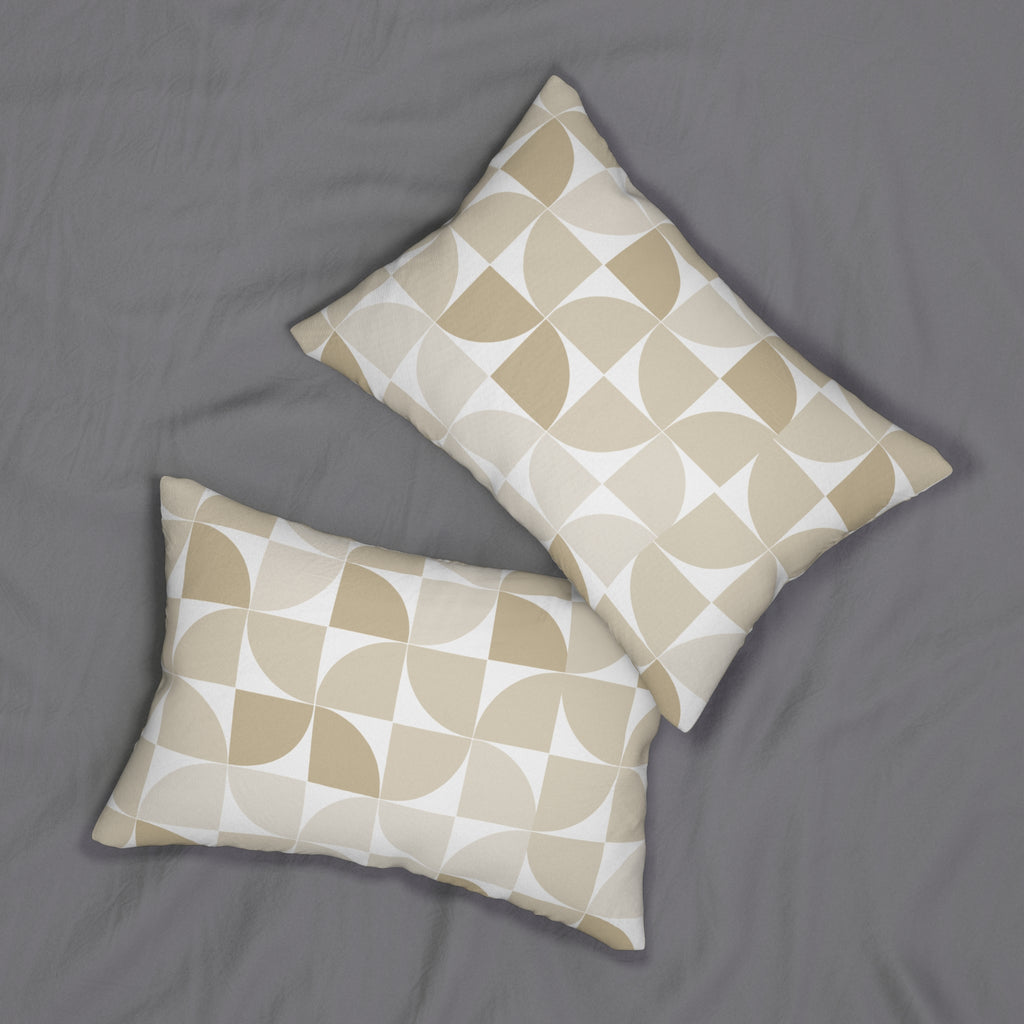 Chic Geometric Lumbar Pillow, Modern Accent Cushion for Home Decor, Minimalist Living Room, Beige Throw Pillow, Stylish Sofa Pillow