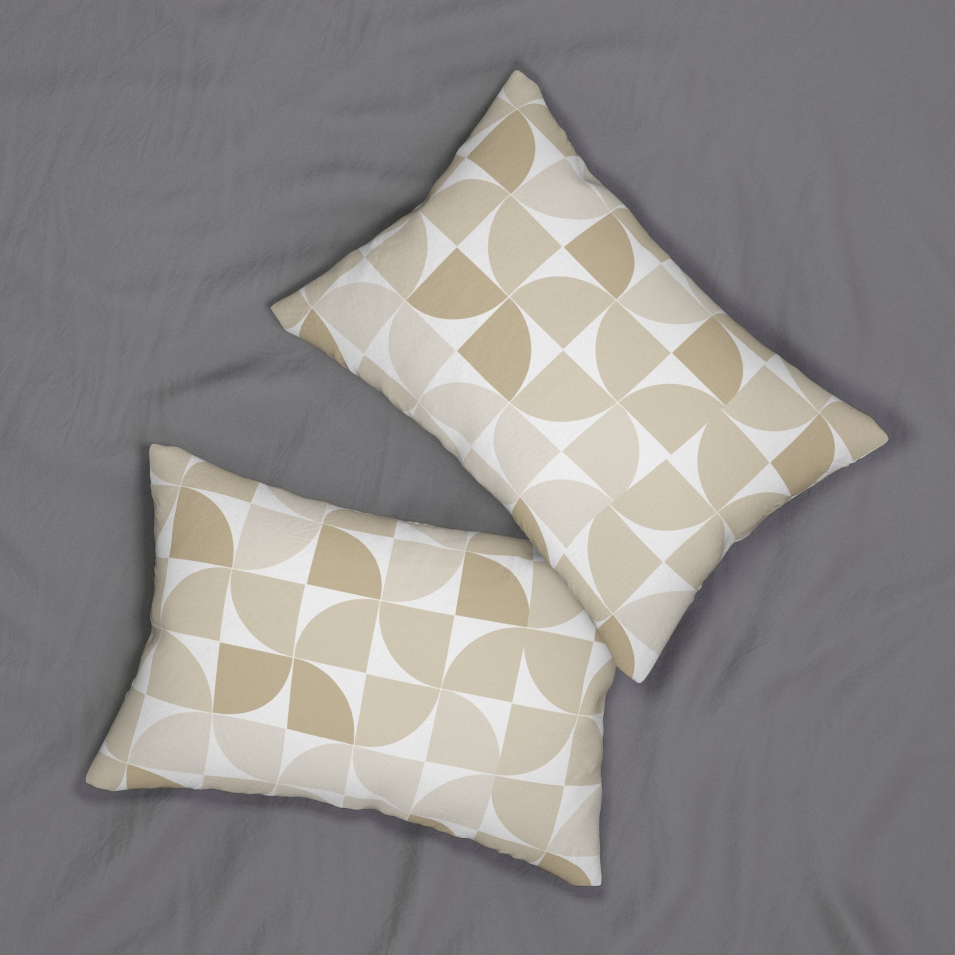 Chic Geometric Lumbar Pillow, Modern Accent Cushion for Home Decor, Minimalist Living Room, Beige Throw Pillow, Stylish Sofa Pillow