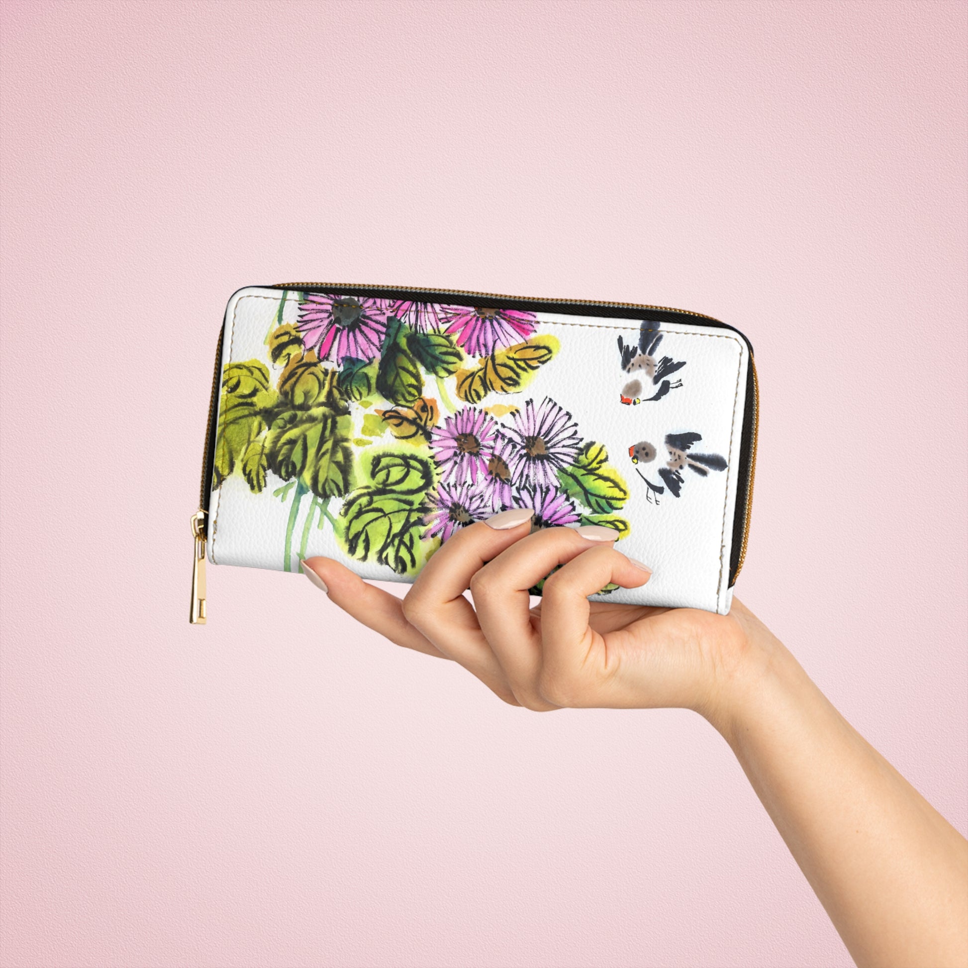 Floral Zipper Wallet Vibrant Blossom Wallet, Spring Accessory, Birthday Gift, Stylish Organizer, Everyday Essentials