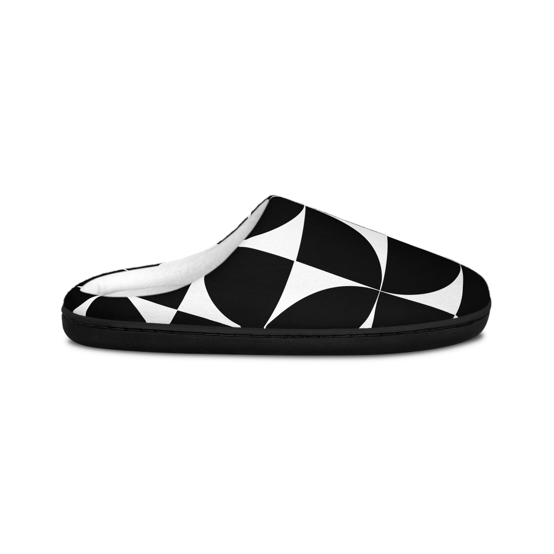 Chic Black and White Women's Indoor Slippers - Cozy House Footwear print slippers, cozy indoor footwear, women's home shoes, stylish house slippers, soft plush slippers, fashionable loungewear, warm winter footwear