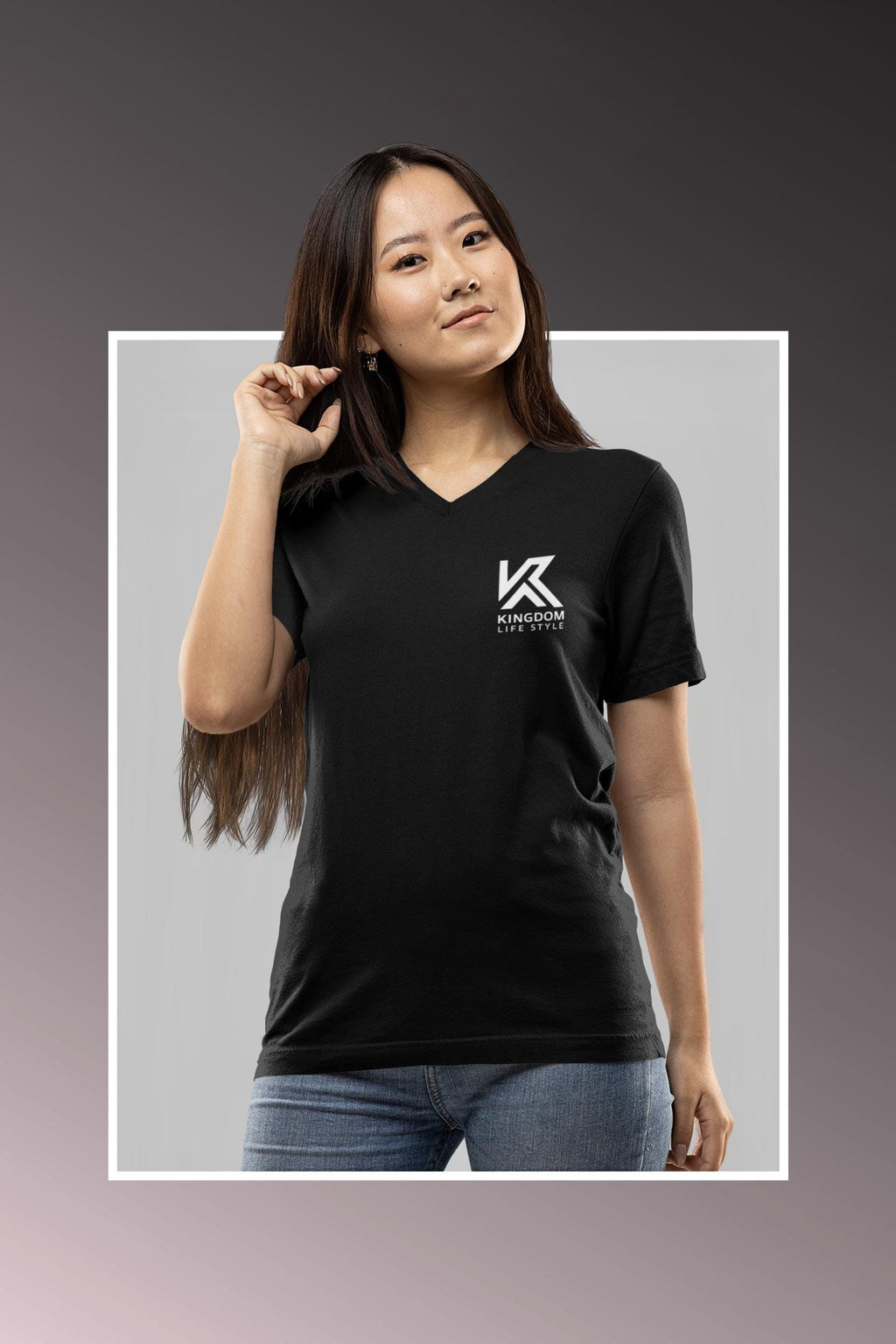 V Neck Tshirt For Christian Men Women Tee Black Short Sleeve V-Neck Religious Tee For Mom Dad Gift Inspirational t-shirts - A Kingdom Lifestyle