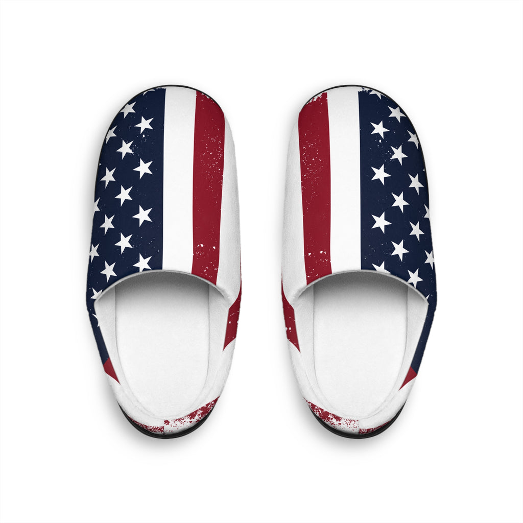 Cozy Women’s Indoor Slippers - American Flag Design USA Slippers stars and stripes  patriotic symbol and national emblem