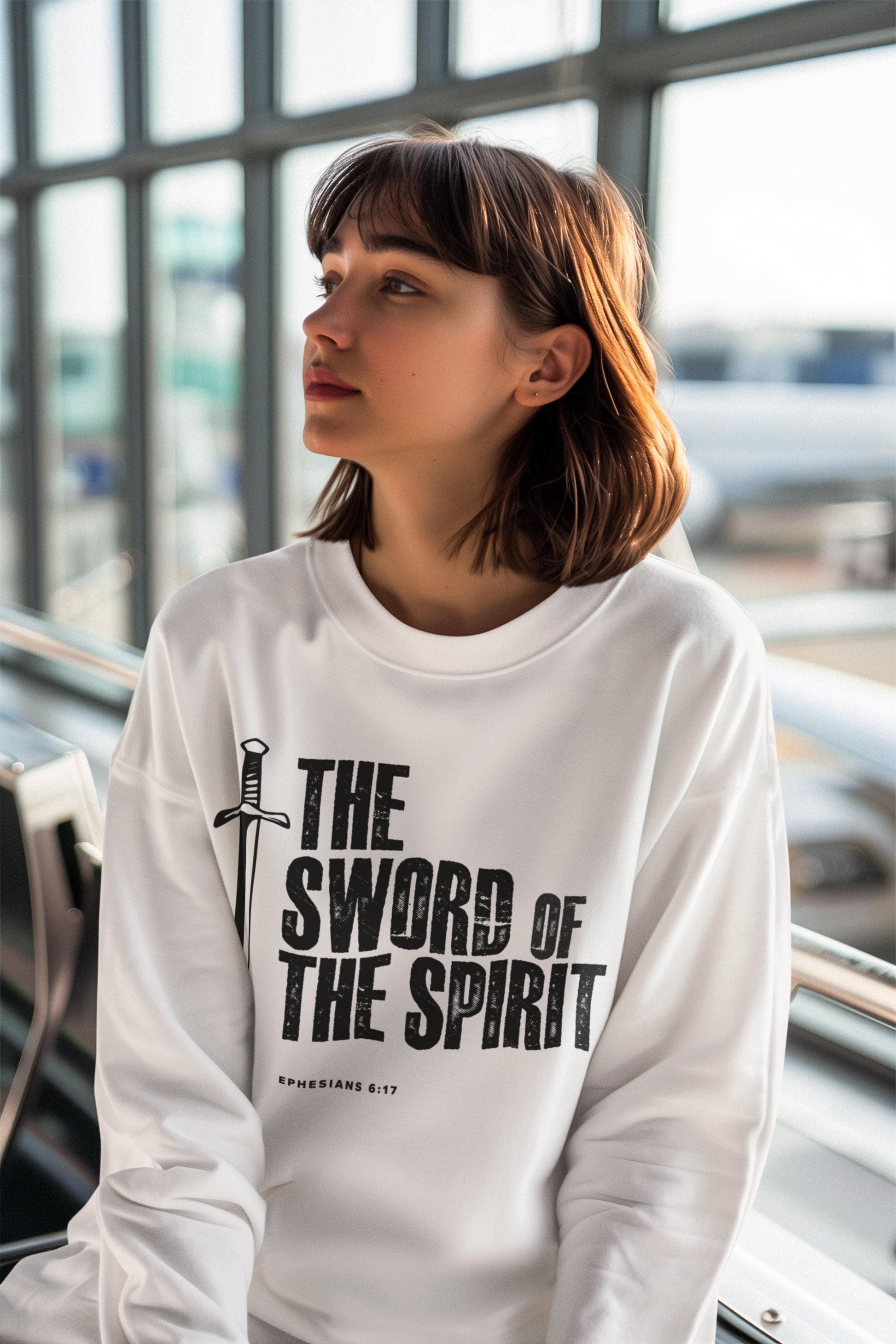 Sweatshirt Bible Verse For Men Women For Christian Gift Sweatshirt Apparel Clothing The Sword And The Spirt Bible Verse White Sweatshirt