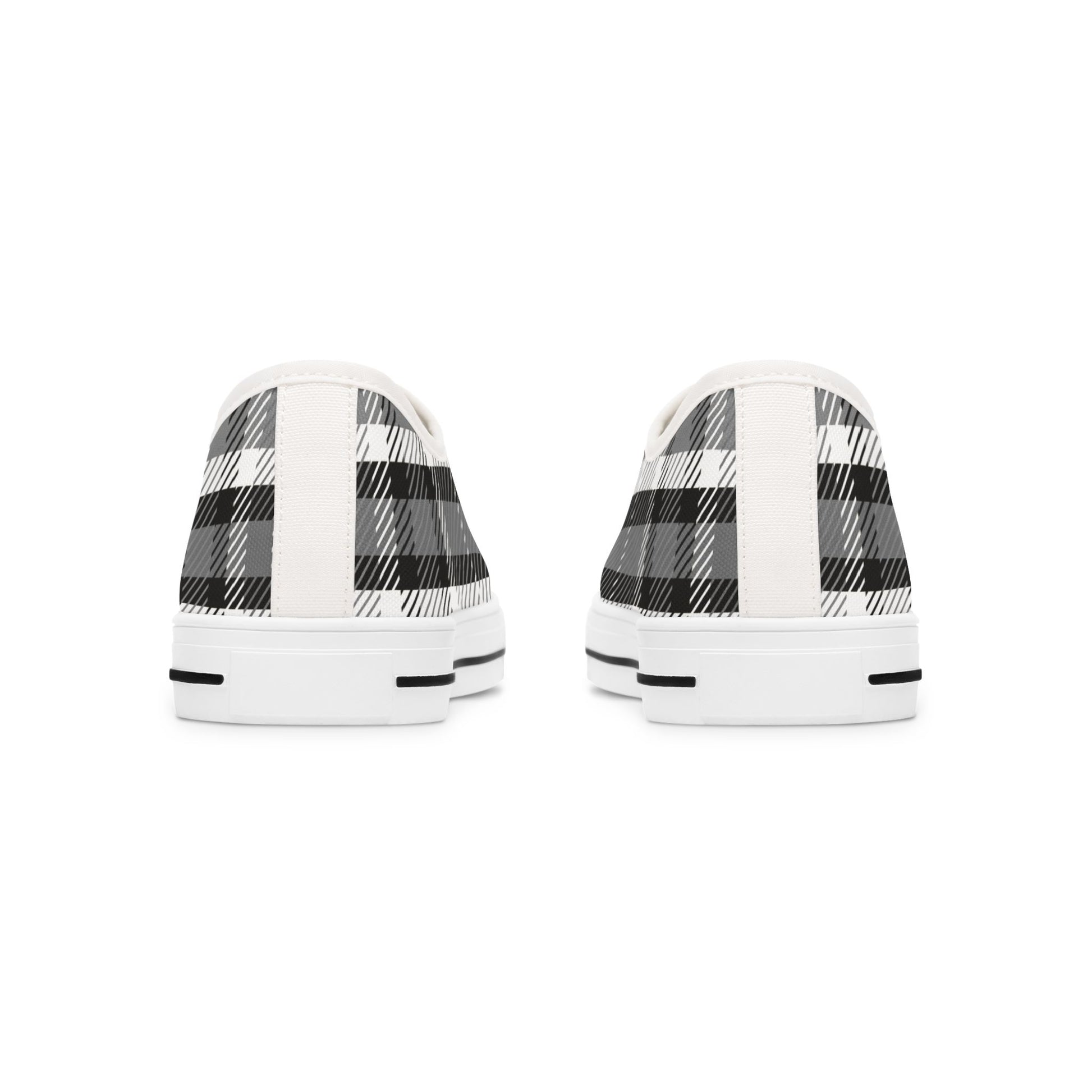 One Of A Kind Women's Chic Black and White Plaid Low Top Sneakers for Women, Casual Wear Shoes, Boho Style Footwear, Perfect for Spring Outings, Retro Sneaker TrendsPlaid Womens Low Top Sneakers Stylish Comfort for Casual Outings. Limited stock available.
