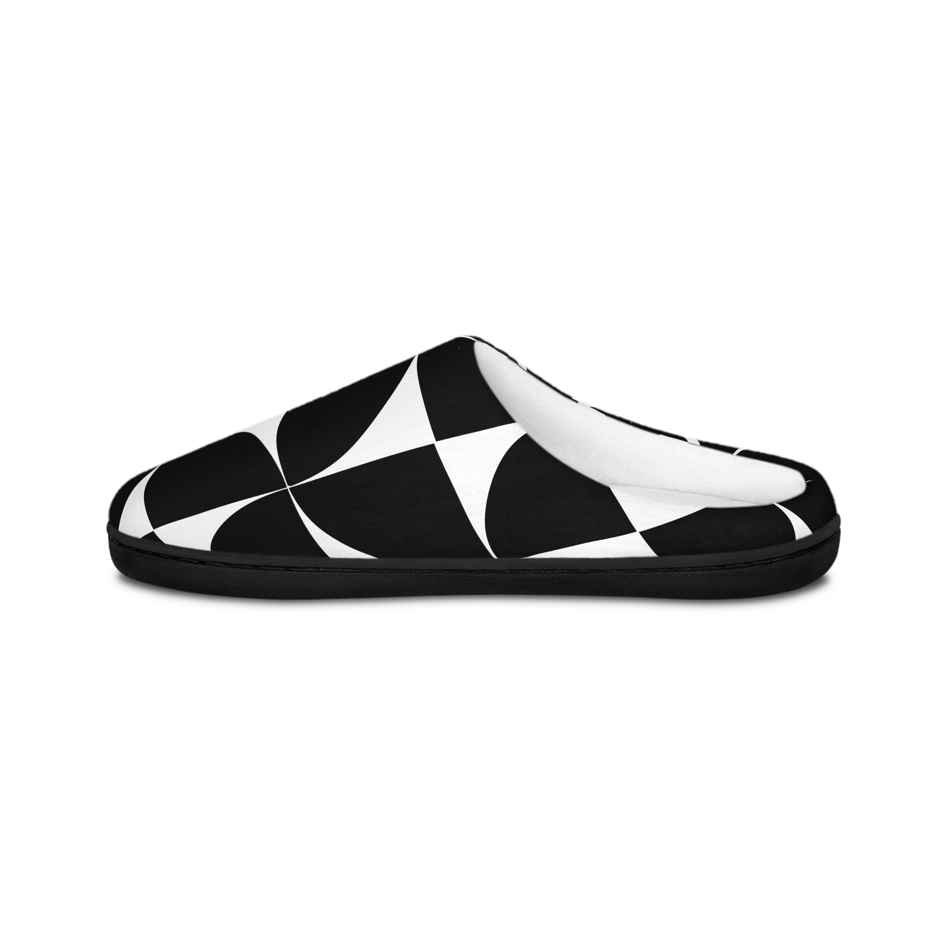 Chic Black and White Women's Indoor Slippers - Cozy House Footwear print slippers, cozy indoor footwear, women's home shoes, stylish house slippers, soft plush slippers, fashionable loungewear, warm winter footwear