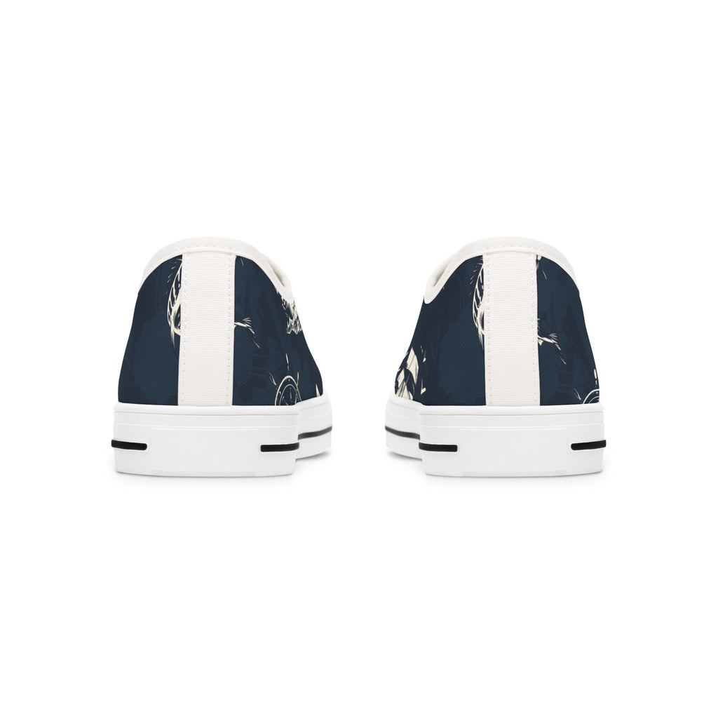 Nautical Print Casual Footwear Sailor's Shoes Ocean-Themed Accessor Gifts for Sea Lovers, Boating Essentials Stylish Women's Low Top Sneakers Trendy Casual Sneakers. Limited stock available.