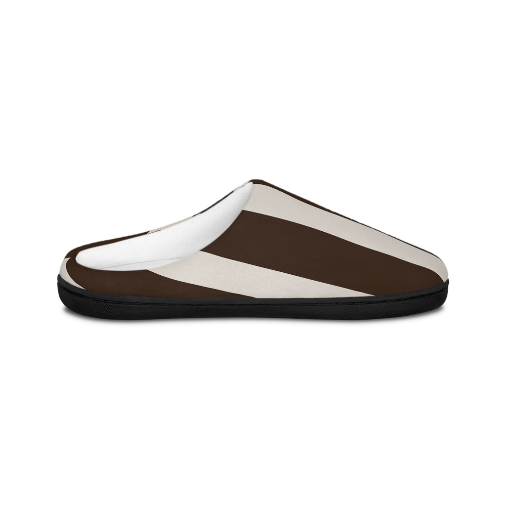 Cozy Women's Indoor Slippers - Stylish Brown Striped Design , soft plush slippers, fashionable loungewear, warm winter footwear