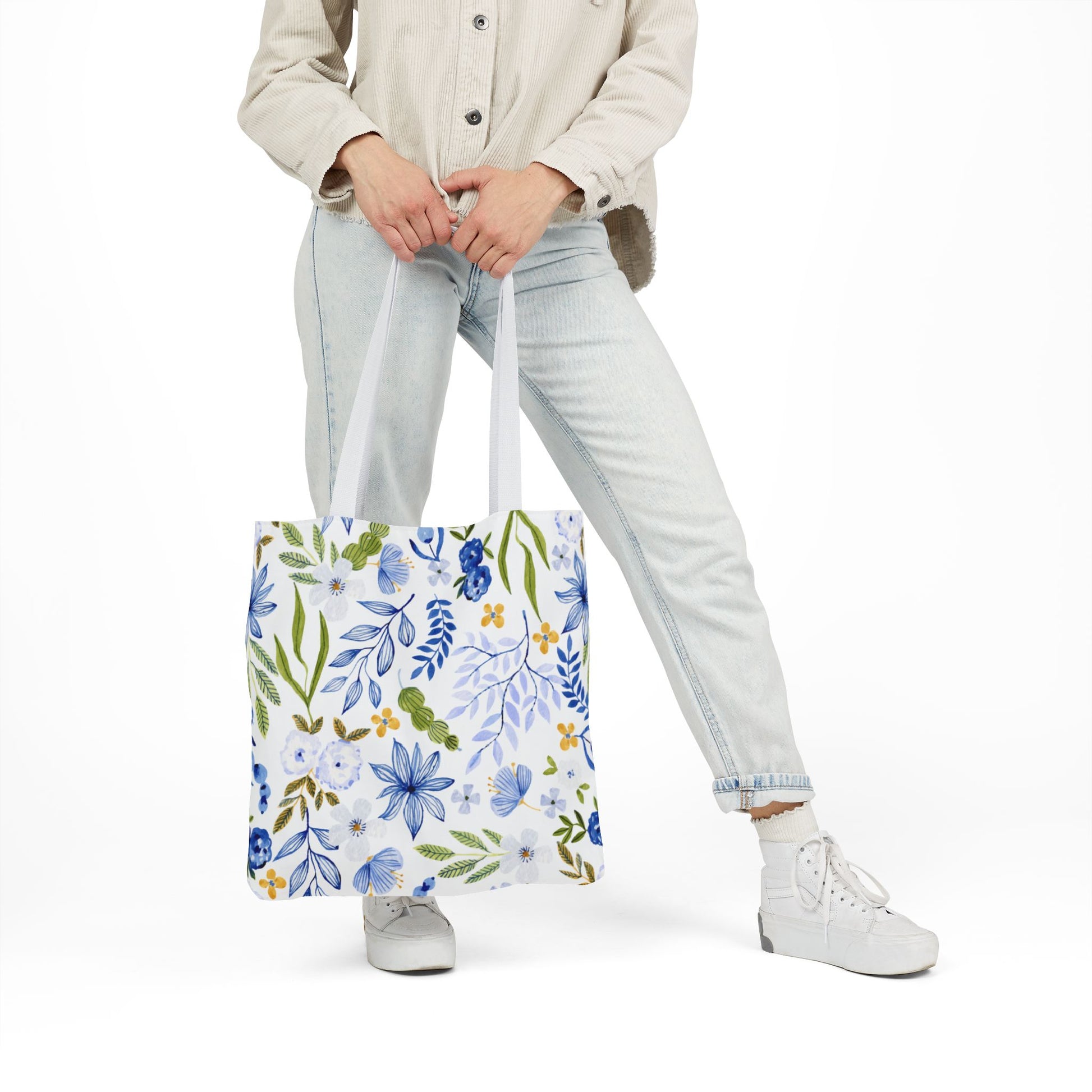 Floral Canvas Tote Bag Flower Handbag, Stylish Beach Tote, Vacation Bag