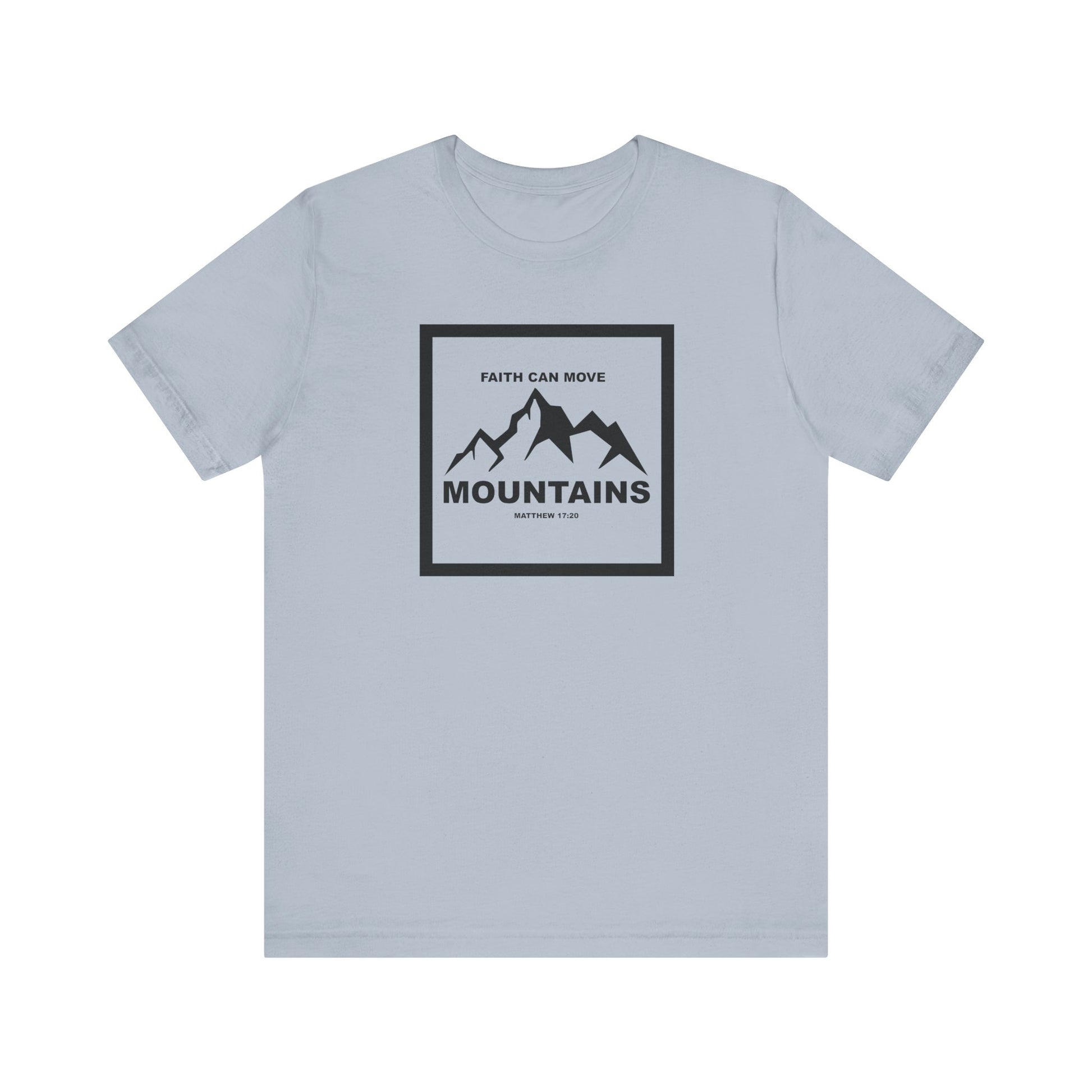 Christian Shirt Bible Verse T-Shirt Religious Outfit Jesus Shirt Inspirational Mountain Graphic Tee  Scripture Bible Verse "Faith Can Move Mountains" Tee For Her Him Gift