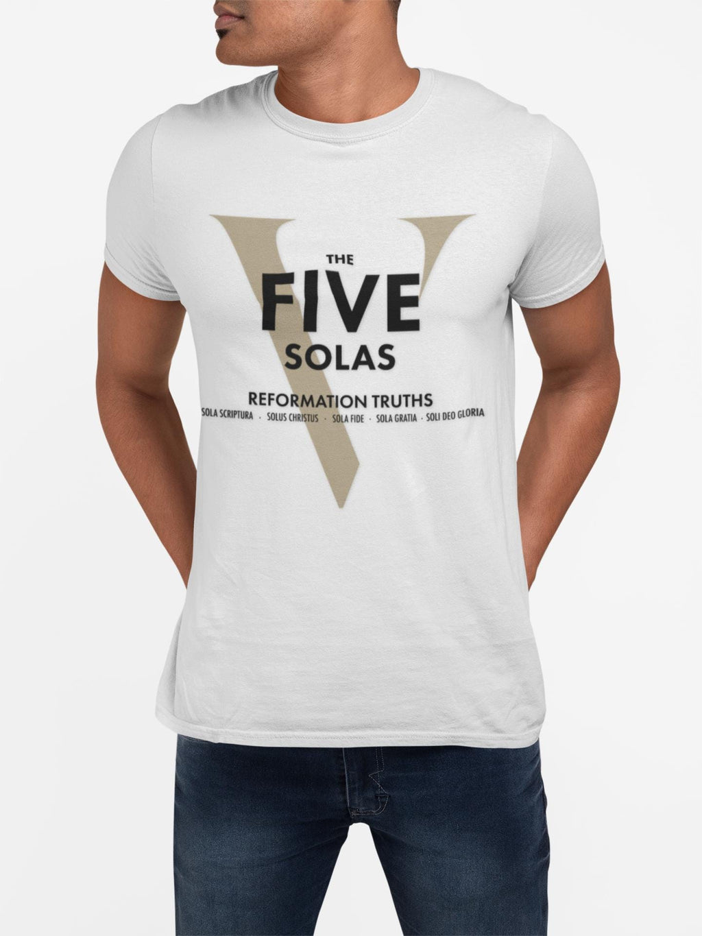 Inspirational Unisex T-Shirt For Christian Men Women Mom Dad Gift Christian Clothing Bible Verse 5-Solas Graphic Tee Christian Apparel Tee