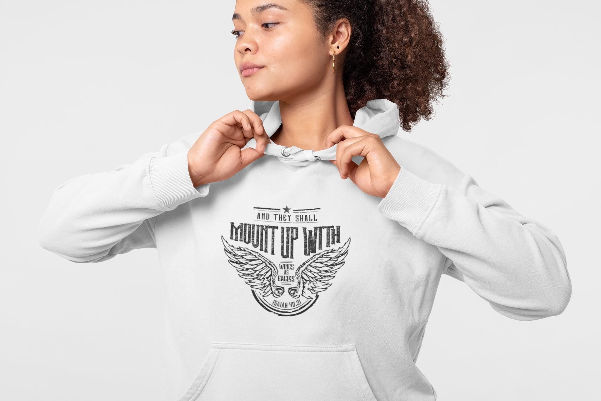 Inspirational Sweatshirt For Christian Men Hooded Christian Dad Sweatshirt Apparel Bible Verse Tshirt Isaiah 40:31 scripture