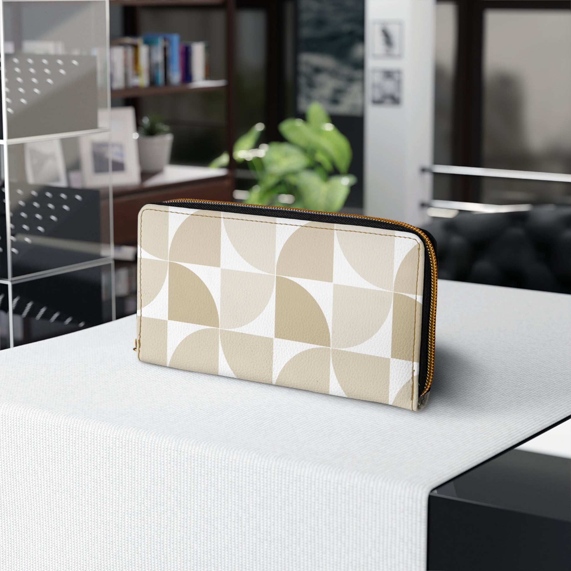 Modern Geometric Zipper Wallet, Stylish Organizer, Gift for Her, Chic Clutch, Essential Travel Accessory Minimalist Design