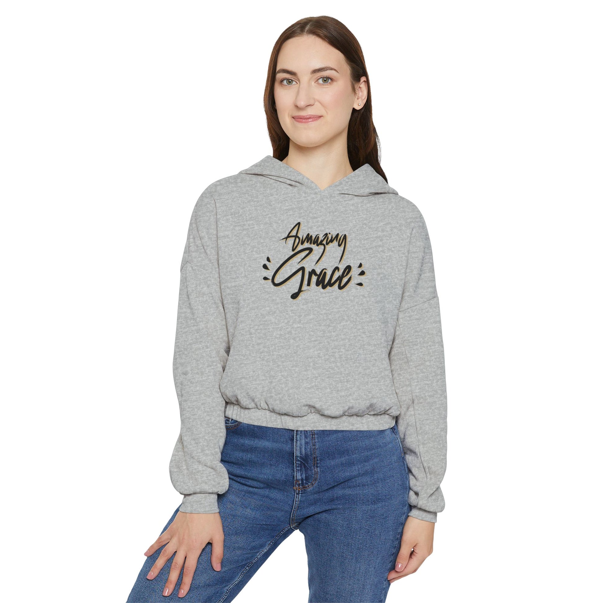 Fleece Hoodie Gift For Christian Women Cinched Bottom Hoodie For Christian Women Gift Amazing Grace Graphic Modern Apparel Sweatshirt