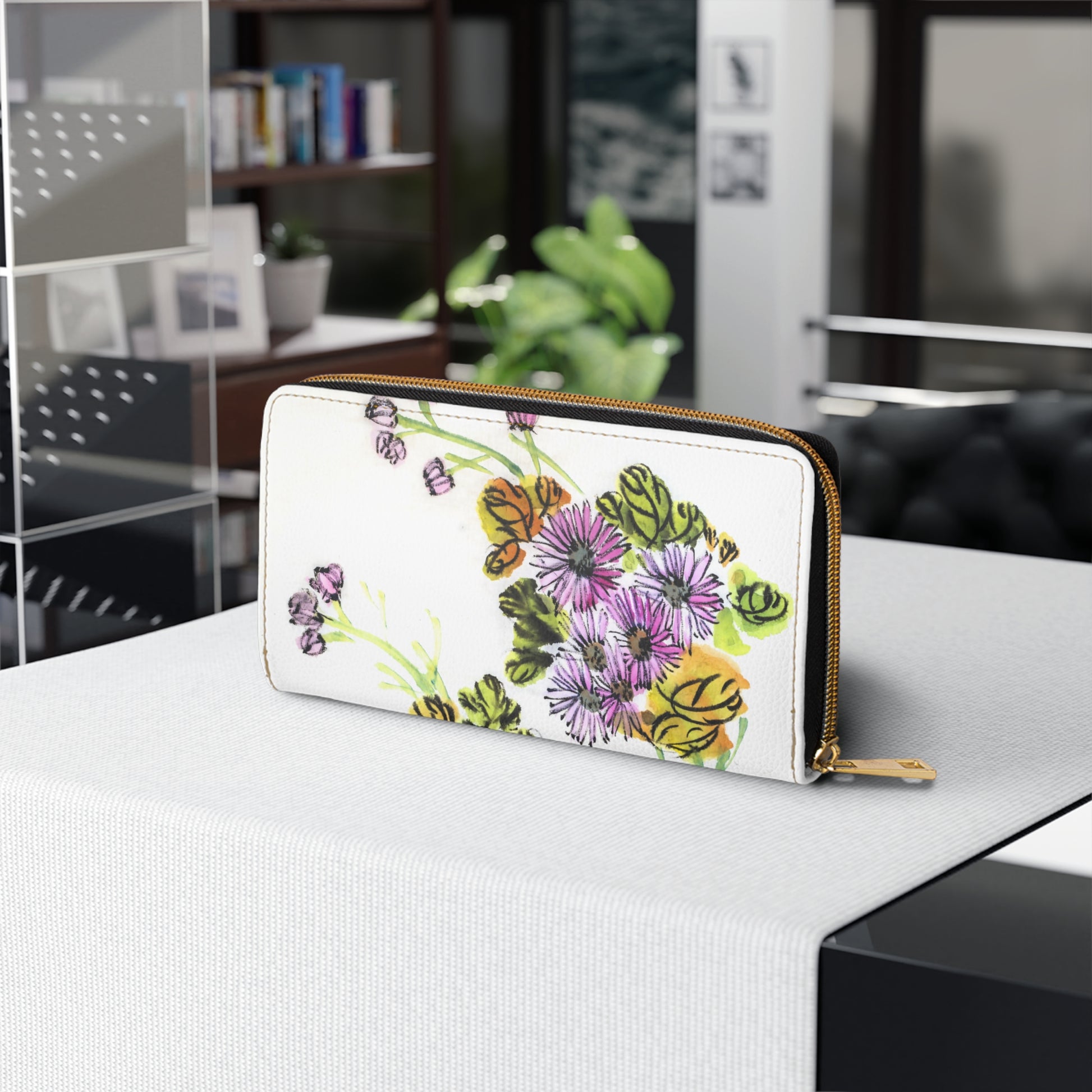 Floral Zipper Wallet Vibrant Blossom Wallet, Spring Accessory, Birthday Gift, Stylish Organizer, Everyday Essentials