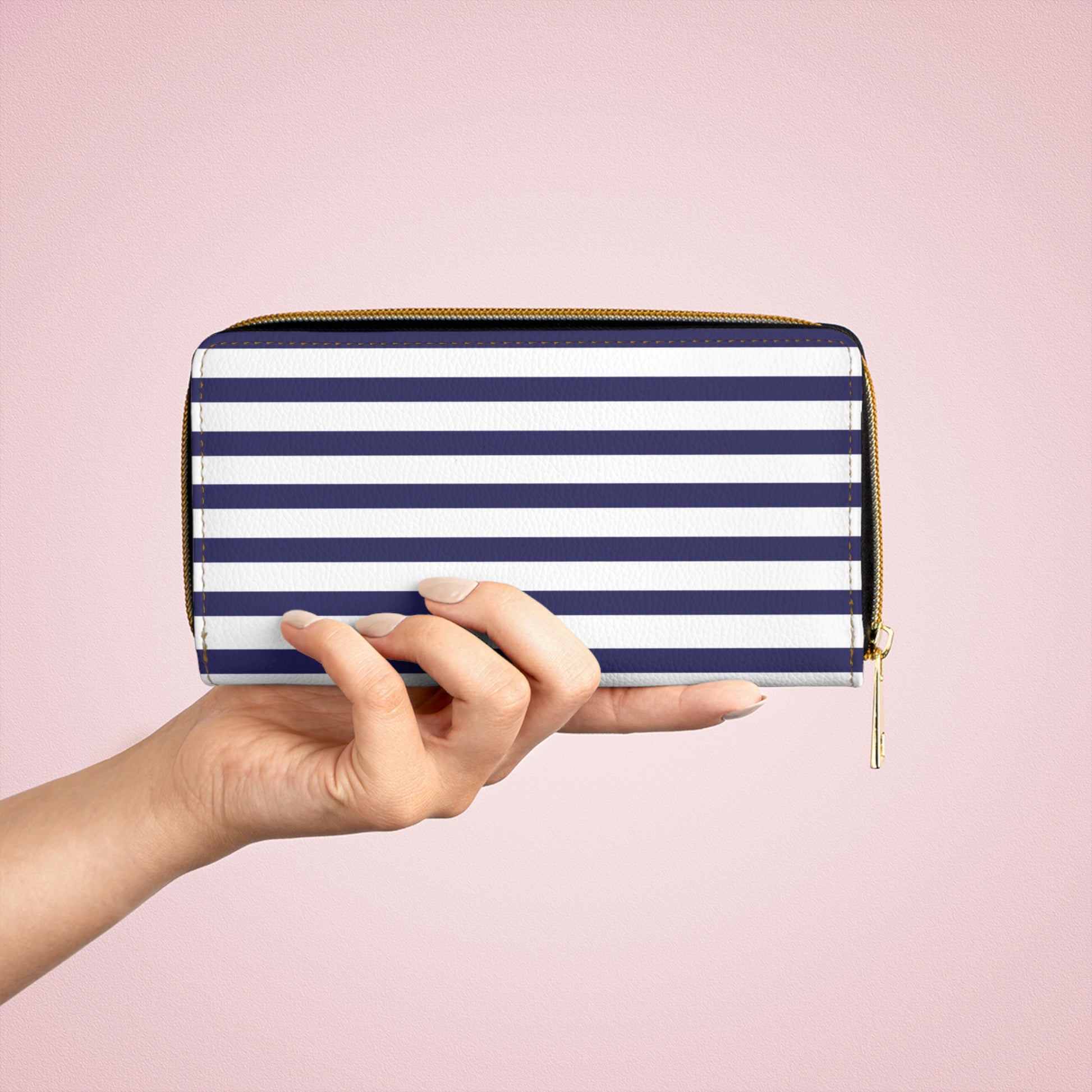 Nautical Stripe Zipper Wallet Stylish Coin Purse, Everyday Clutch, Travel Organizer, Gift for Her, Summer Accessories