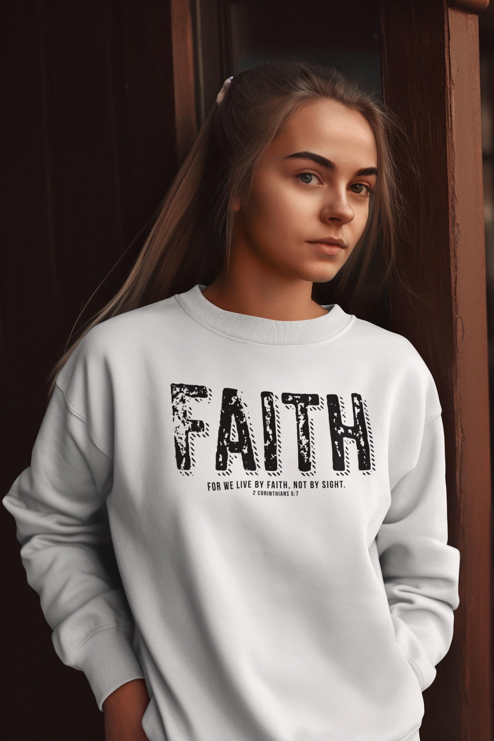 Unisex Bible Verse Sweatshirt Christian Sweatshirt For Faith Sweatshirt For Religious Apparel Bible verse For We Live By Faith Graphic Tee