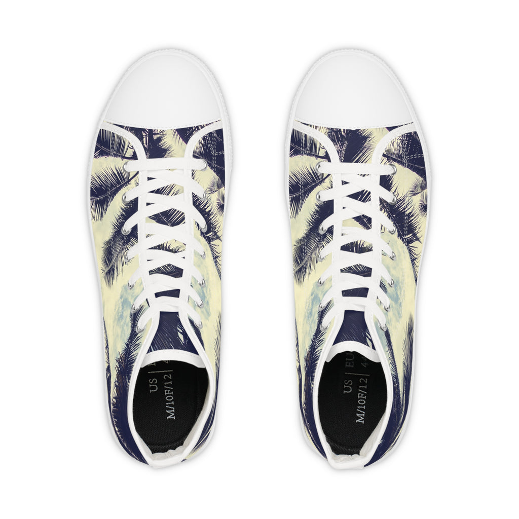 Mens Designer Tropical High Top Sneakers Palm Tree Design for Summer Adventures Beach Sneakers