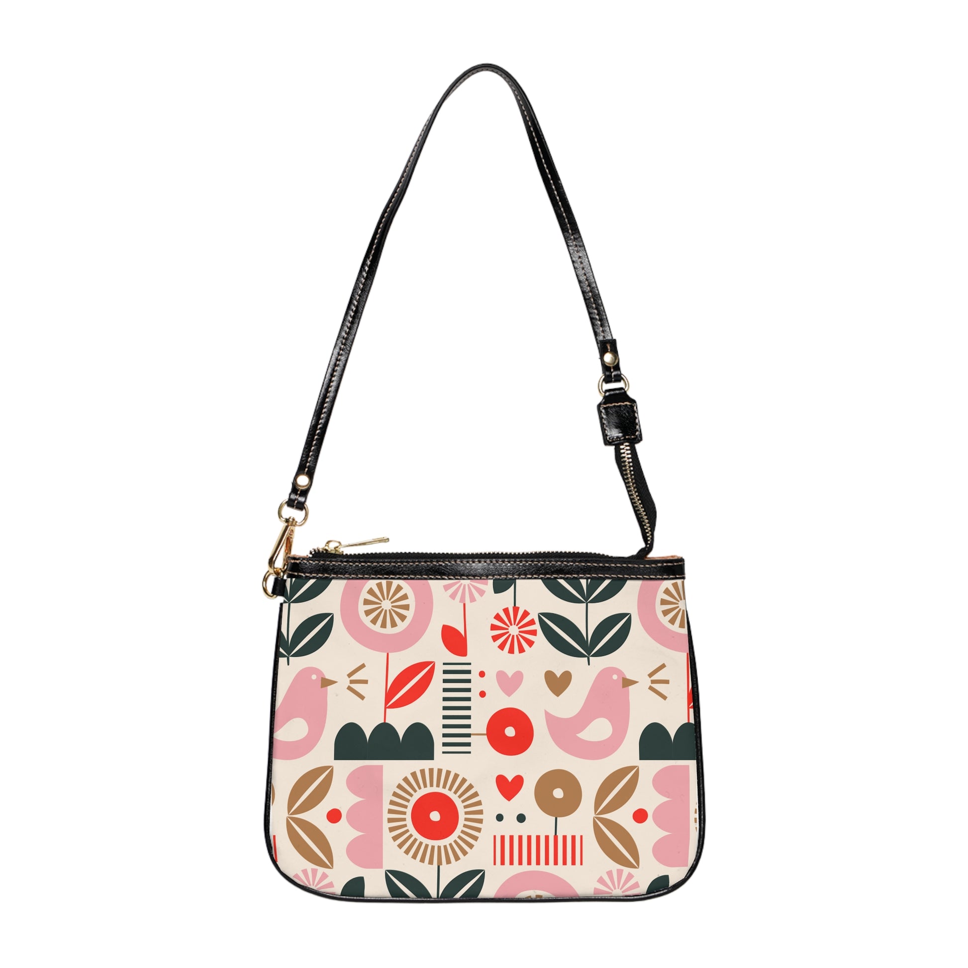 Colorful Spring Pink Floral Pattern Small Shoulder Bag - Cute Purse for Everyday, Summer Outings, Eco-Friendly Gift, Stylish Accessory