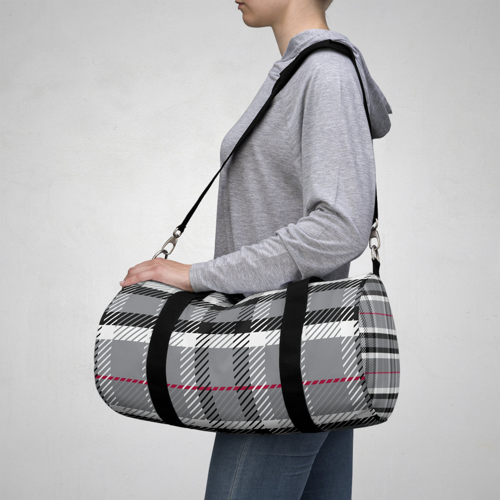 Designer Plaid Print Duffel Bag For Her Travel Bag Gift for Her Best Friend Gift Duffel Bag Modern Gym Yoga Gear for Fitness Enthusiasts Stylish Plaid Duffel Bag for Travel & Gym