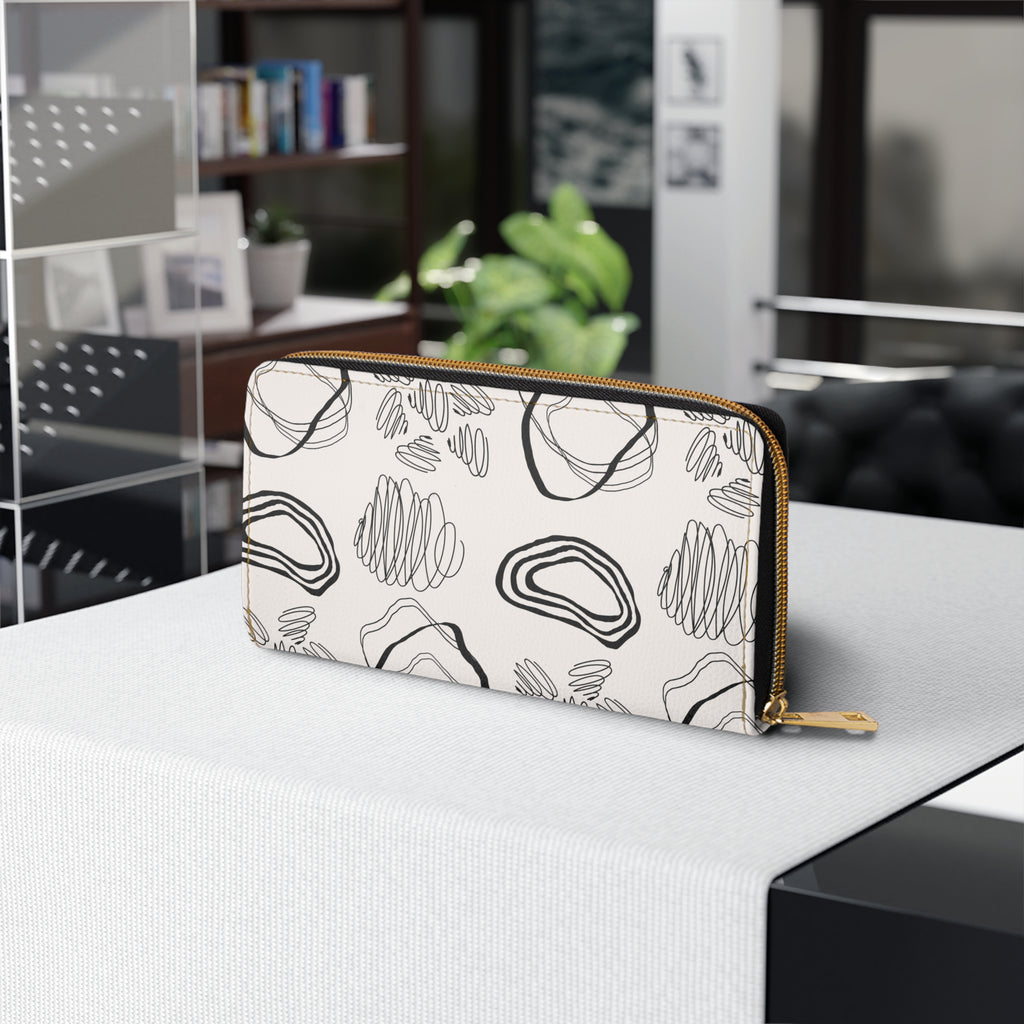Modern Abstract Zipper Wallet, Minimalist Purse, Graphic Wallet, Stylish Organizer, Chic Gift for Her, Everyday Essentials