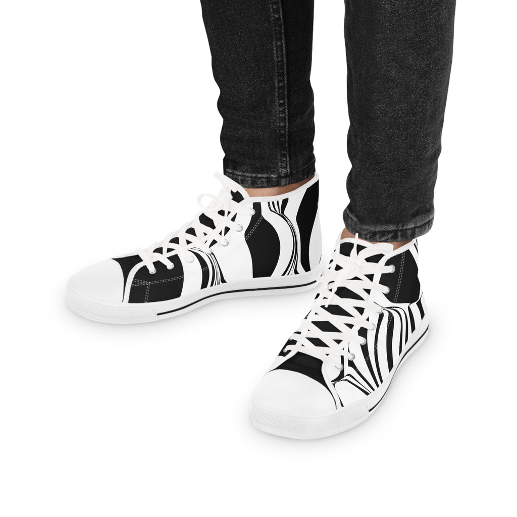 Mens Designer and Stylish Black and White High Top Sneakers for Men