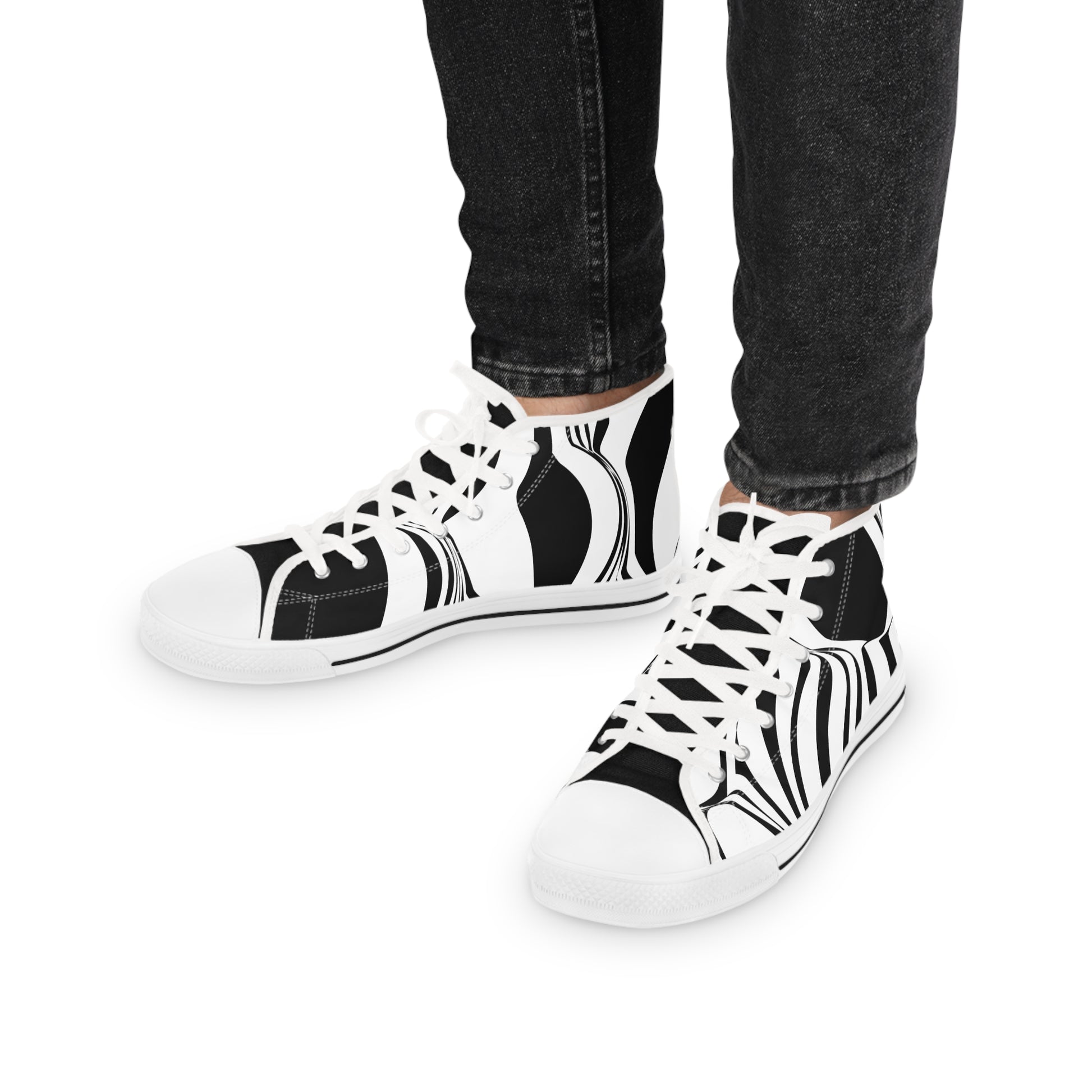 Mens Designer and Stylish Black and White High Top Sneakers for Men