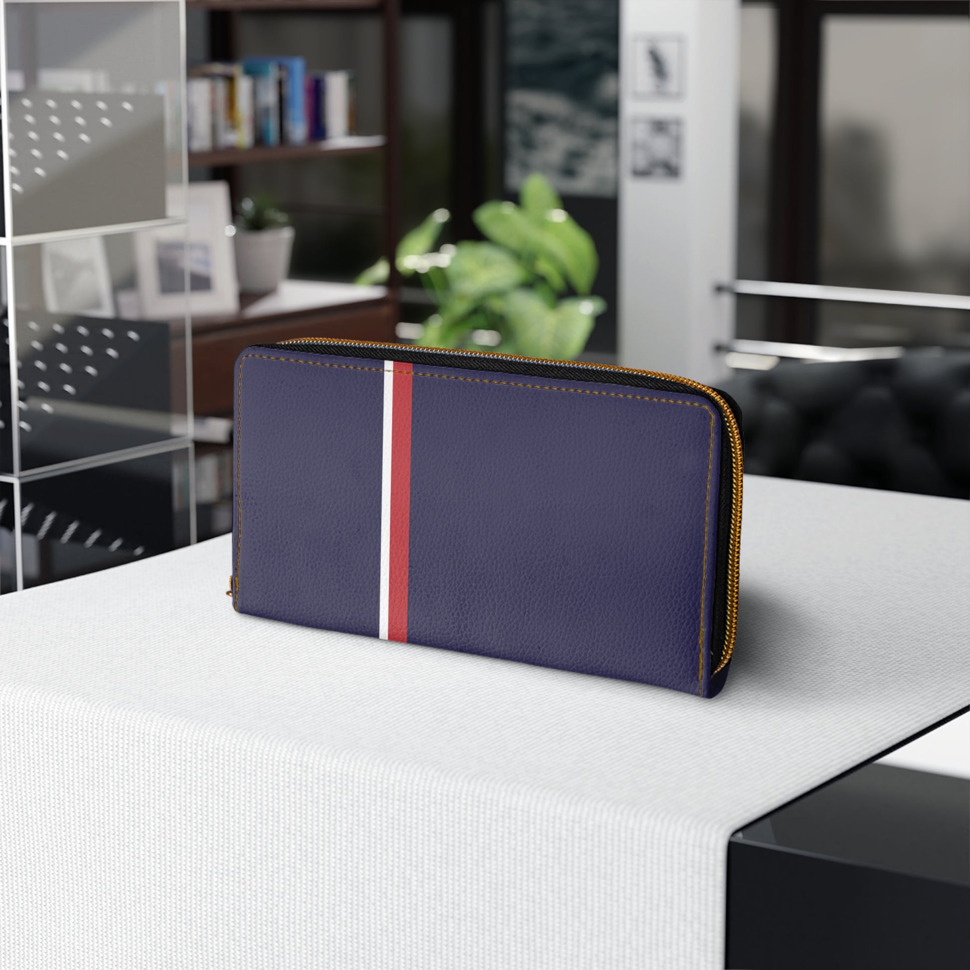 Navy Stripe Zipper Wallet Stylish Clutch, Gifts for Her, Everyday Organizer, Travel Accessory, Modern Purse