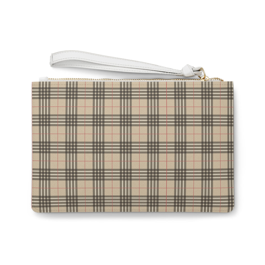 Designer Tan Plaid Clutch Bag  Gift For Her Clutch Bag Gift For Her Clutch Bag Gift For Birthday Coin Purse Gift for Her Best Friend Gift