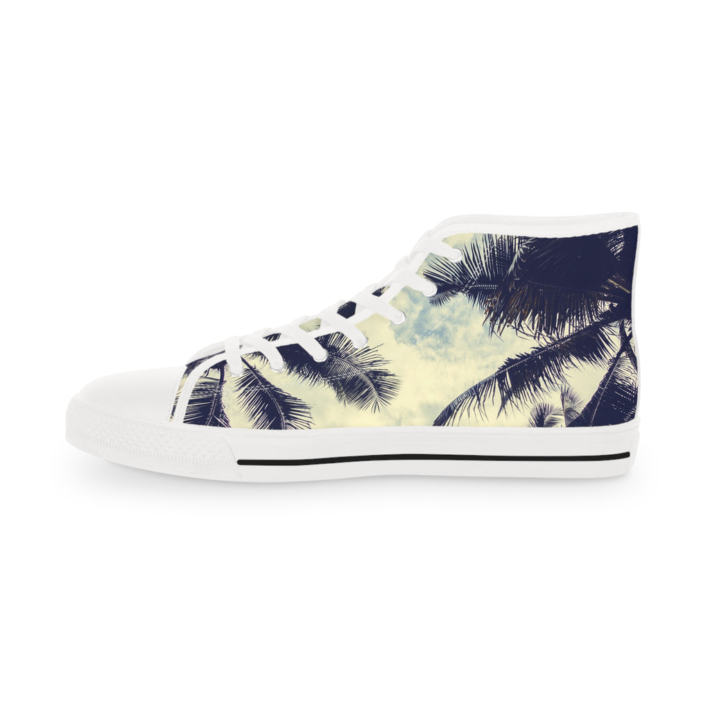 Mens Designer Tropical High Top Sneakers Palm Tree Design for Summer Adventures Beach Sneakers