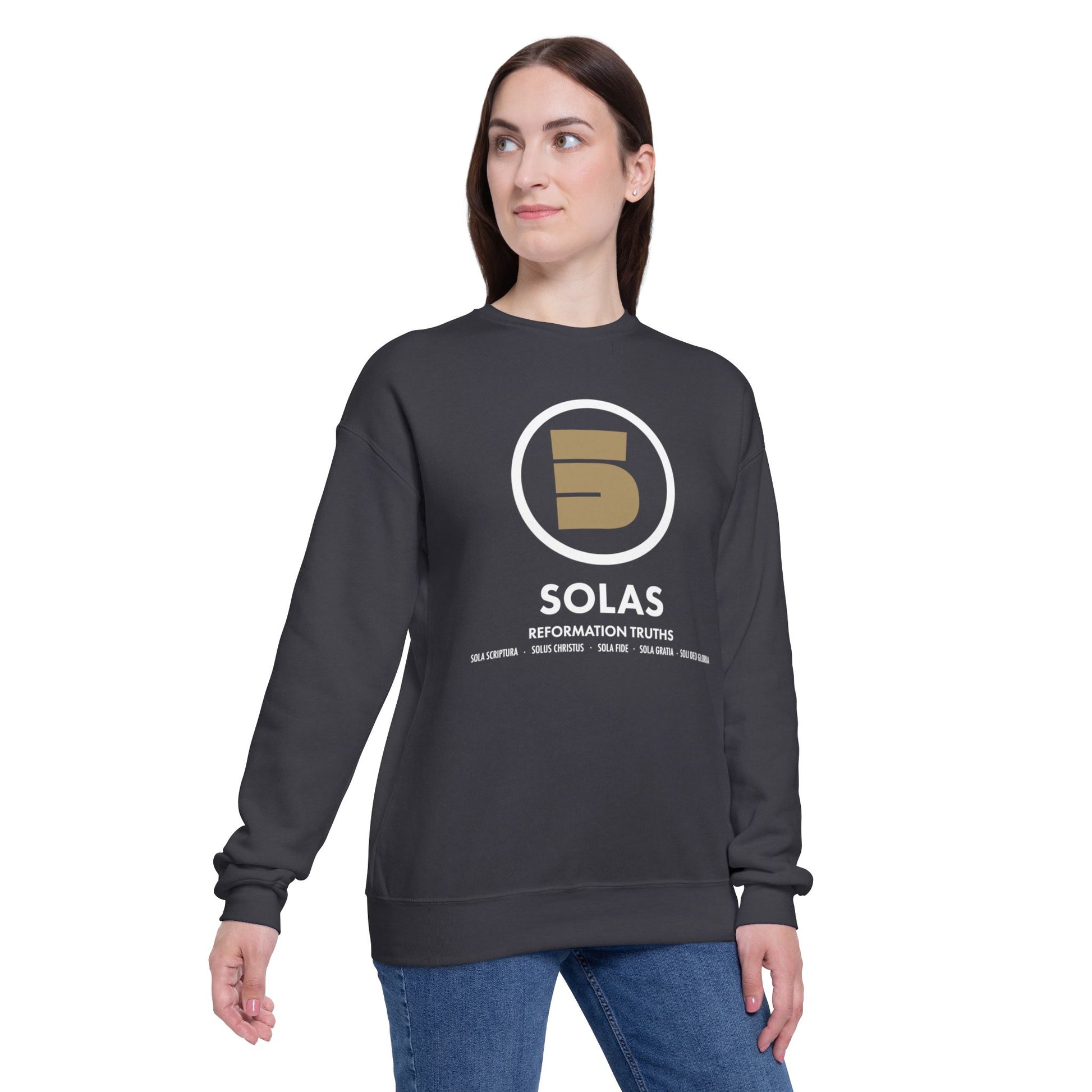 Christian Sweatshirt For Christian Men Women Gift Drop Shoulder Sweatshirt Apparel Clothing Christian Mom Dad  bible 5- Solas Graphic Verse