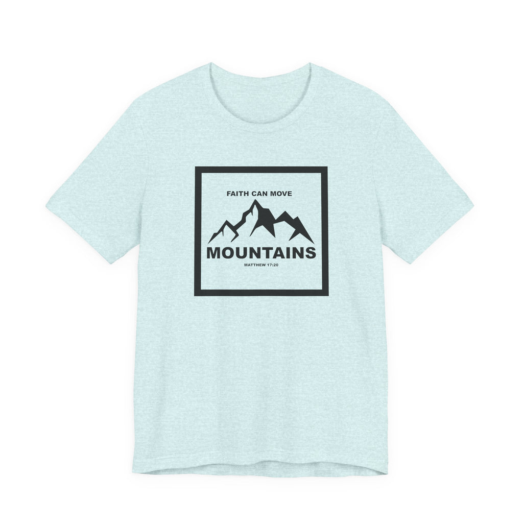Christian Shirt Bible Verse T-Shirt Religious Outfit Jesus Shirt Inspirational Mountain Graphic Tee  Scripture Bible Verse "Faith Can Move Mountains" Tee For Her Him Gift