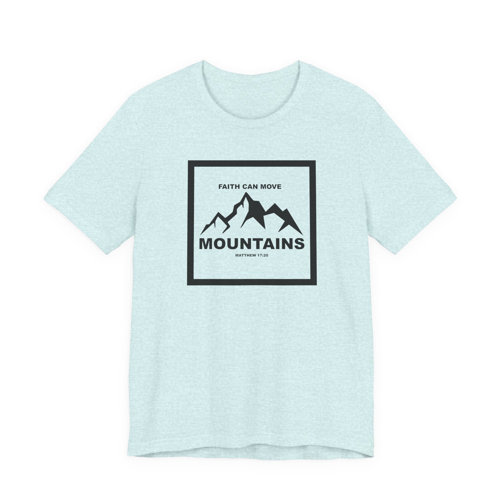 Christian Shirt Bible Verse T-Shirt Religious Outfit Jesus Shirt Inspirational Mountain Graphic Tee  Scripture Bible Verse "Faith Can Move Mountains" Tee For Her Him Gift