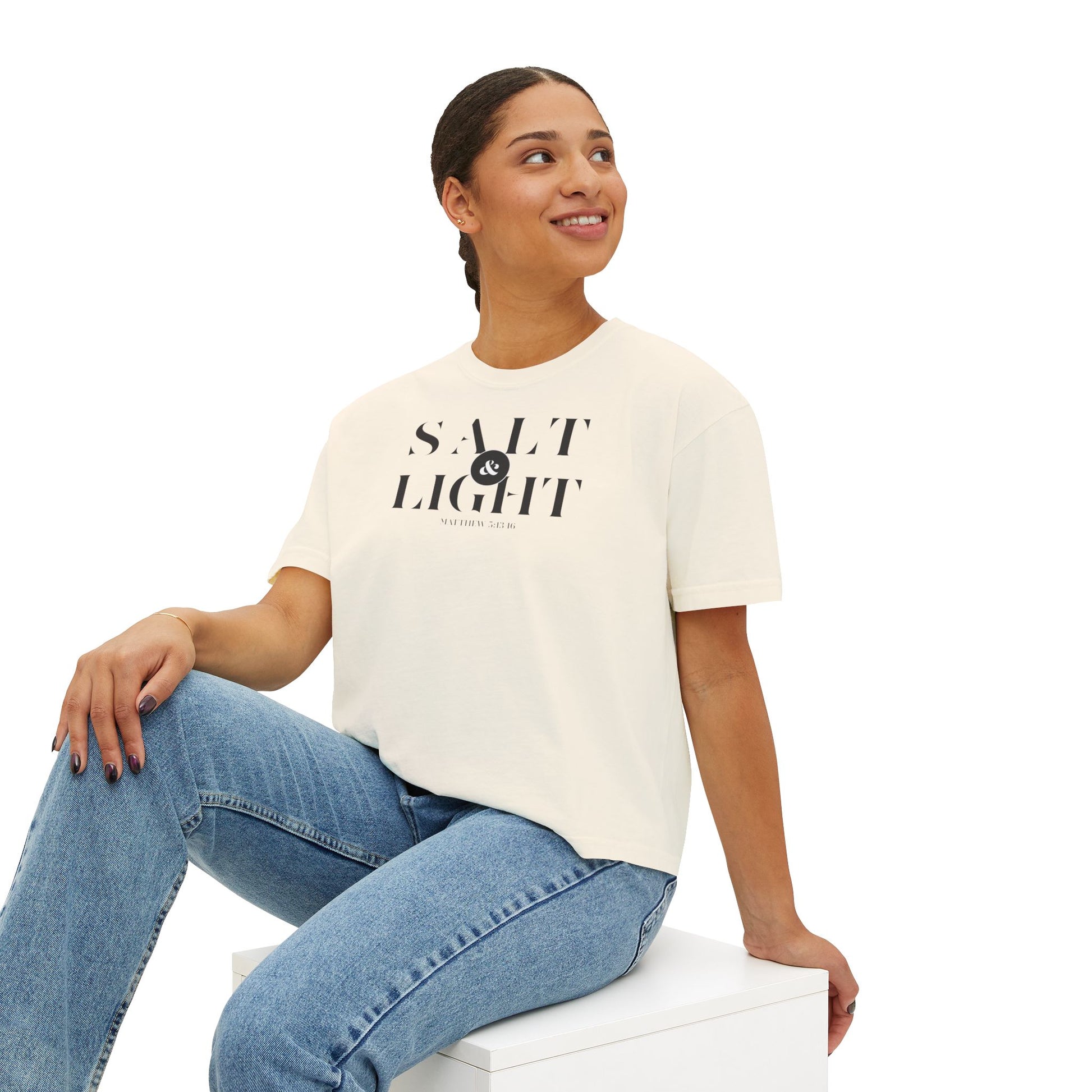 T-shirt Salt and Light Bible Verse T Shirt Christian Apparel Religious Gift Shirt Faith Shirt Clothing Gift For Friend Boxy Tee - Salt & Light Scripture Tee