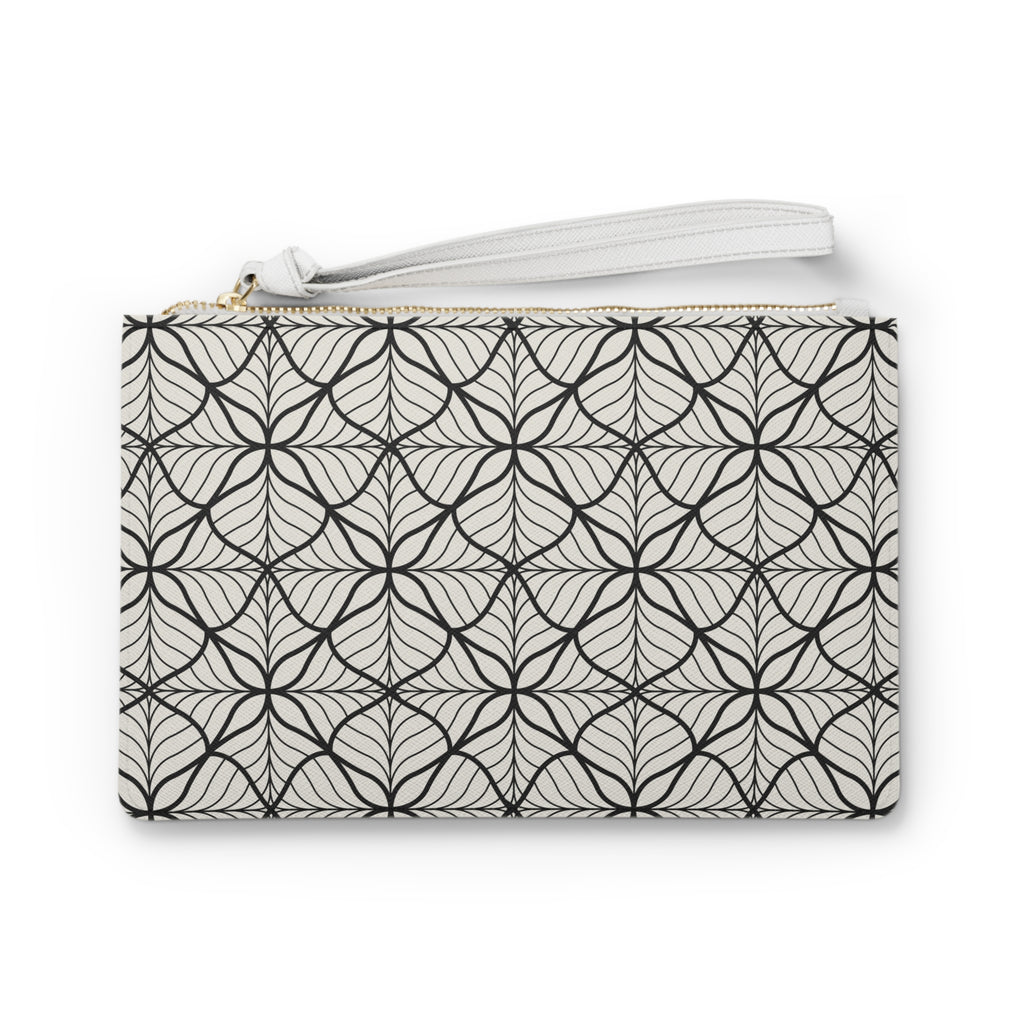 Elegant Leaf Pattern Clutch Bag, Stylish Evening Purse, Chic Makeup Organizer, Gift for Her, Minimalist Fashion Accessory