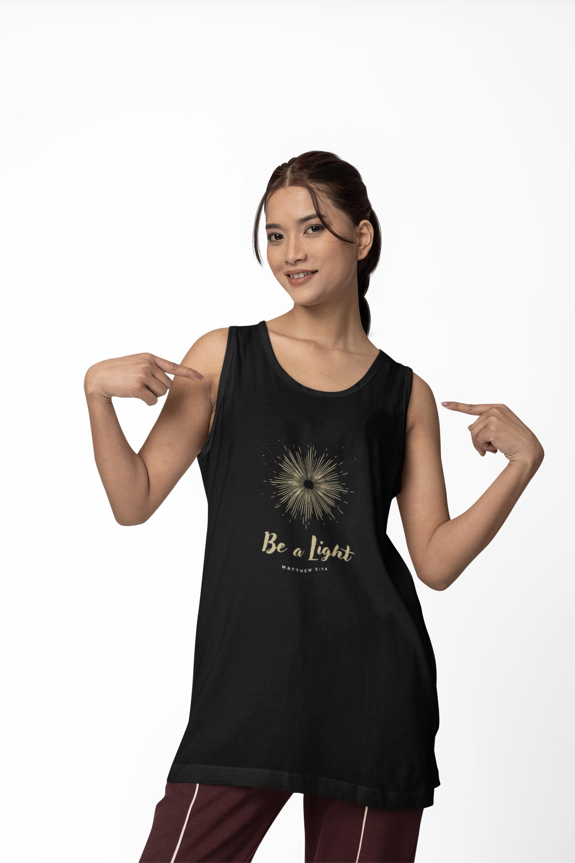 Christian For Women Men Tank Top Shirt For Mom Dad Gift For Women's Flowy Scoop Muscle Tank Bible Verse Be a Light Graphic