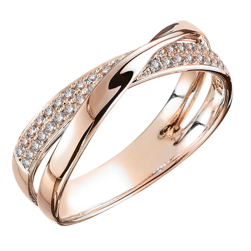 Elegant Huitan Newest Fresh Two Tone X Shape Cross Ring for Women Wedding Trendy Jewelry Dazzling CZ Stone Large Modern Rings. Add this statement piece to your collection today! Limited stock available.