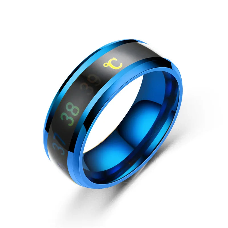 Titanium Steel Titanium Steel Mood Rings | Intelligent & Sensitive Couple Jewelry Temperature Couple Ring Mood Emotion Feeling Intelligent Sensitive Rings For Women Men Waterproof Jewelry Gift