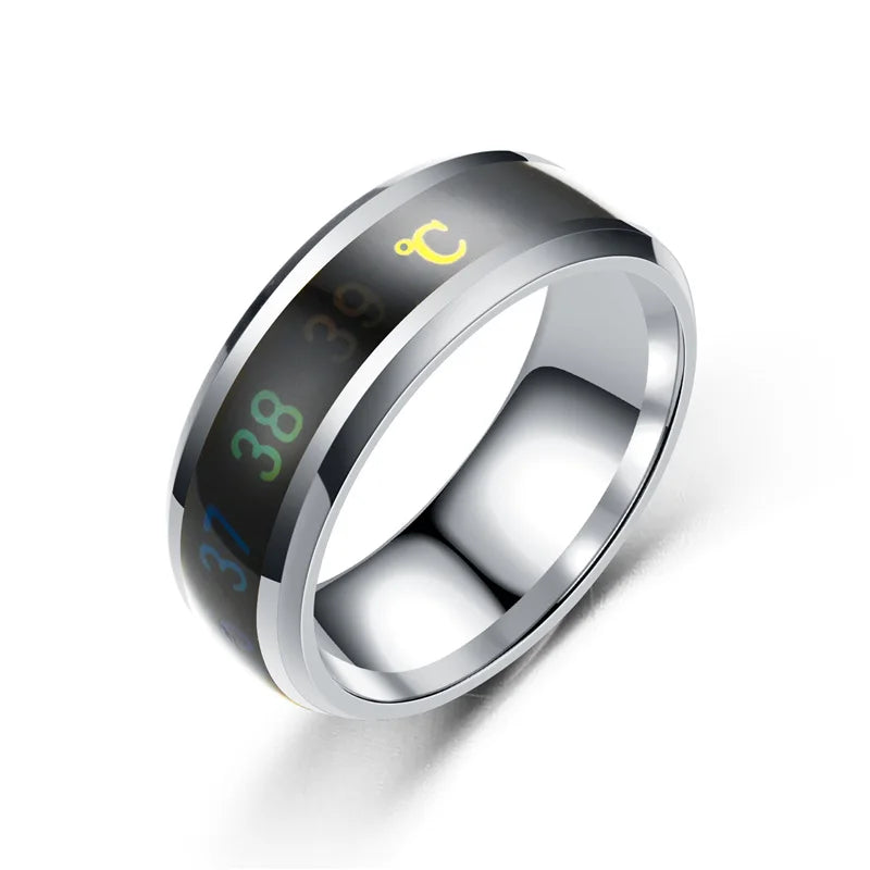 Titanium Steel Titanium Steel Mood Rings | Intelligent & Sensitive Couple Jewelry Temperature Couple Ring Mood Emotion Feeling Intelligent Sensitive Rings For Women Men Waterproof Jewelry Gift