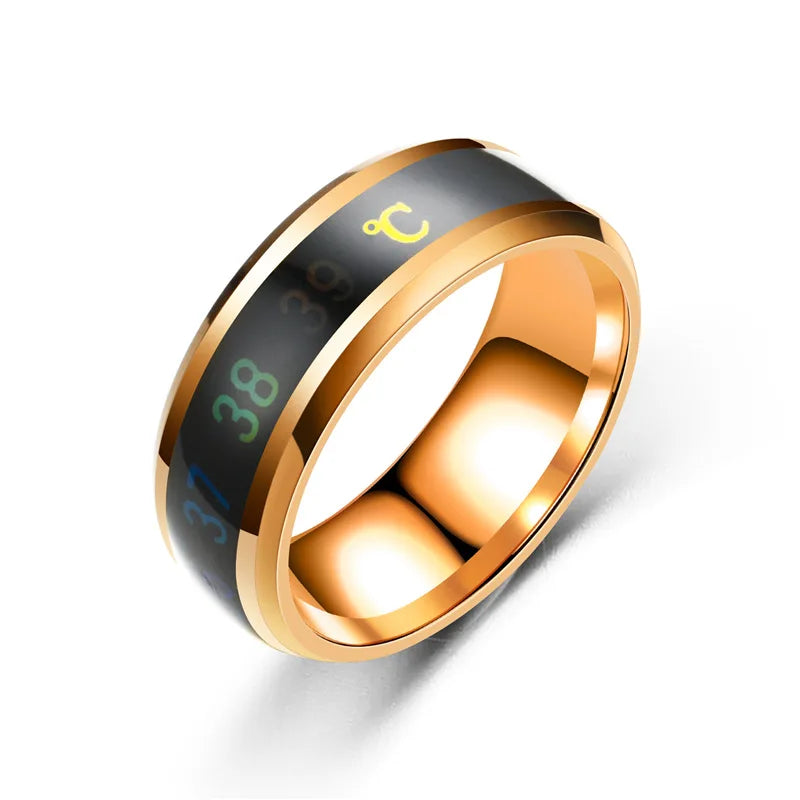 Titanium Steel Titanium Steel Mood Rings | Intelligent & Sensitive Couple Jewelry Temperature Couple Ring Mood Emotion Feeling Intelligent Sensitive Rings For Women Men Waterproof Jewelry Gift