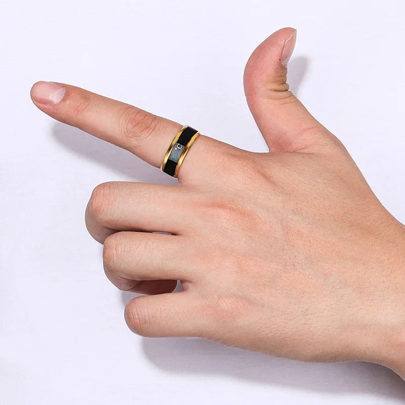 Titanium Steel Titanium Steel Mood Rings | Intelligent & Sensitive Couple Jewelry Temperature Couple Ring Mood Emotion Feeling Intelligent Sensitive Rings For Women Men Waterproof Jewelry Gift
