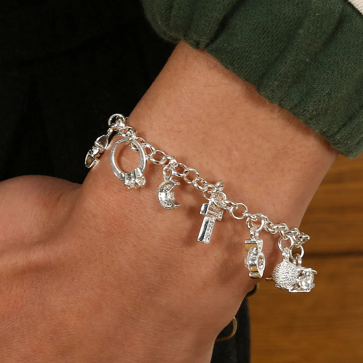 Men's Fashion Double Chain Cross Hollow Wrist Bracelet Lobster Claw Buckle Stainless Steel Bracelet Hip Hop Punk Party Jewelry. Limited stock available.