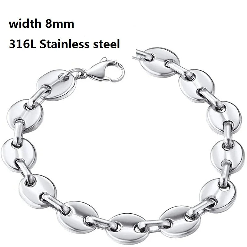316L Unique Stainless Steel Cuban Chain Bracelet for Men Women Figaro  Vintage Metal Viking Kpop Pulseras Emo Cute Luxury Jewelry Gift. Limited stock available.