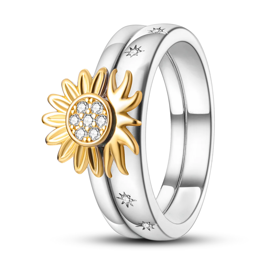 Silver Plated Women Luxury Stackable Ring Real Infinite Flower Daisy Fine Jewelry Rings For Engagement Weddling Party